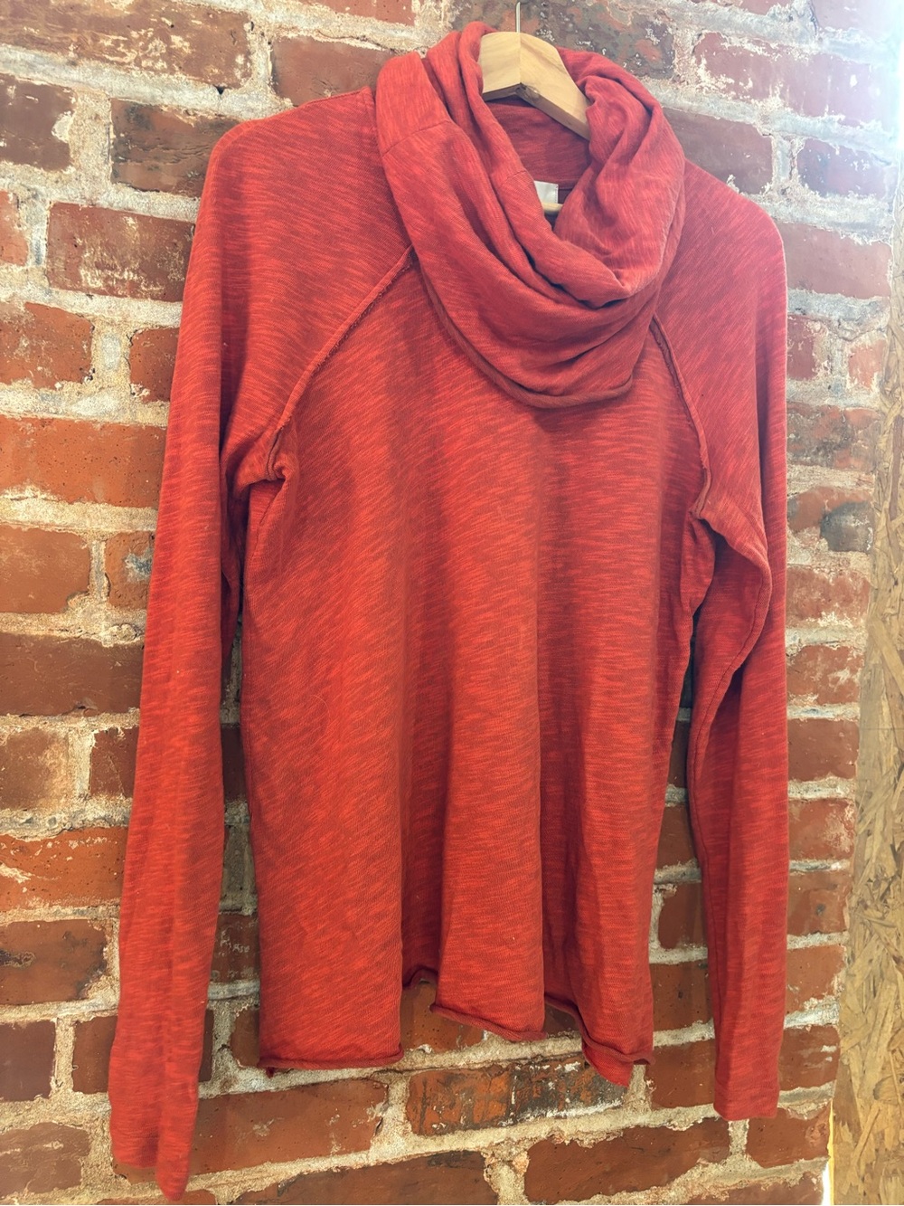 Free People Heathered Rust Orange Cowl-Neck Pullover